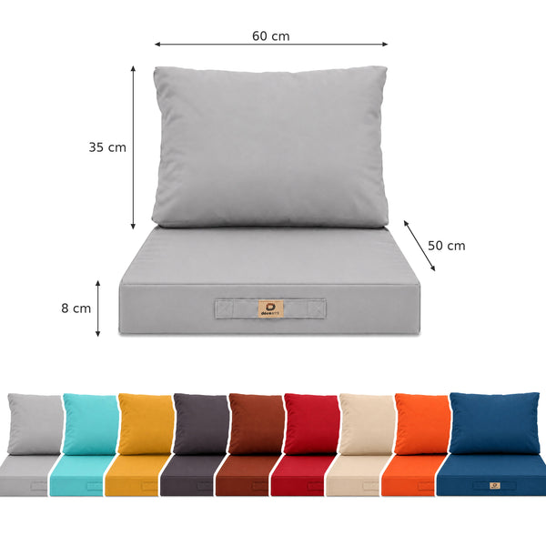Ensemble Coussins Salon Jardin 50x60 Gris Galet - Largeur 60cm (Assise + Dossier)