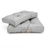 Ensemble Coussins Capitonné 50x50 Gris Galet - Épais 15cm & Moelleux (Assise + Dossier)