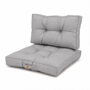 Conjunto de Cojines Acolchados 60x60 Gris Guijarro - Grueso 15cm & Mullido (Asiento + Respaldo)