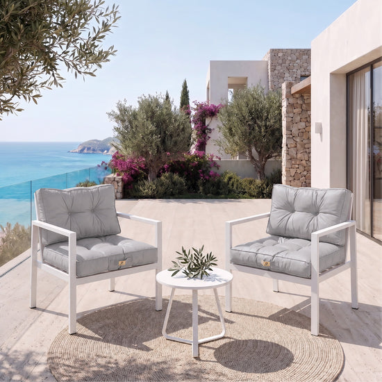 Ensemble Coussins Capitonné 60x60 Gris Galet - Épais 15cm & Moelleux (Assise + Dossier)