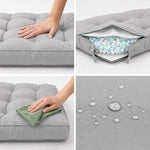 Ensemble Coussins Capitonné 50x50 Gris Galet - Épais 15cm & Moelleux (Assise + Dossier)
