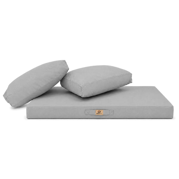Conjunto de Cojines para Salón de Jardín 100x50 Gris Guijarro - Con Funda Extraíble & Anti-UV (1 Asiento + 2 Respaldos)