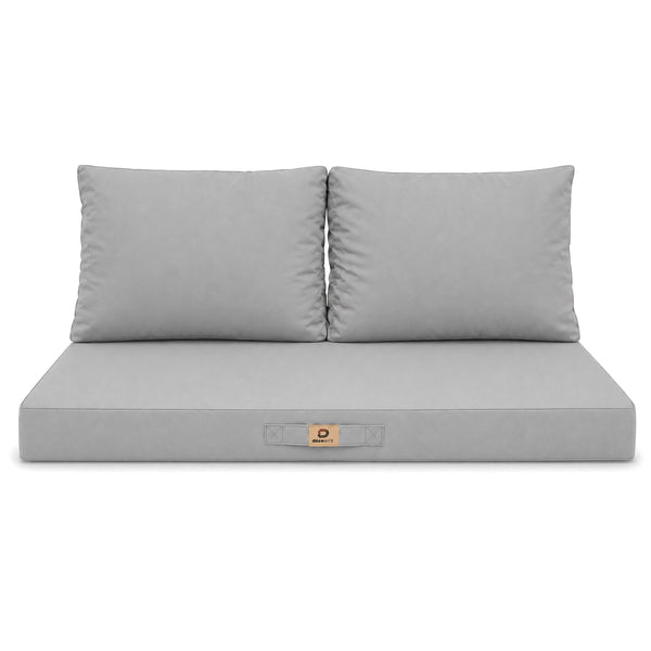 Conjunto de Cojines para Salón de Jardín 100x50 Gris Guijarro - Con Funda Extraíble & Anti-UV (1 Asiento + 2 Respaldos)