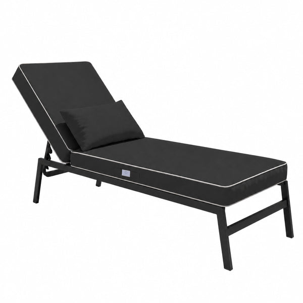 Colchoneta Premium para Tumbona 190x60 Gris Oscuro - Grueso 10cm & Reposacabezas (Funda Extraíble)