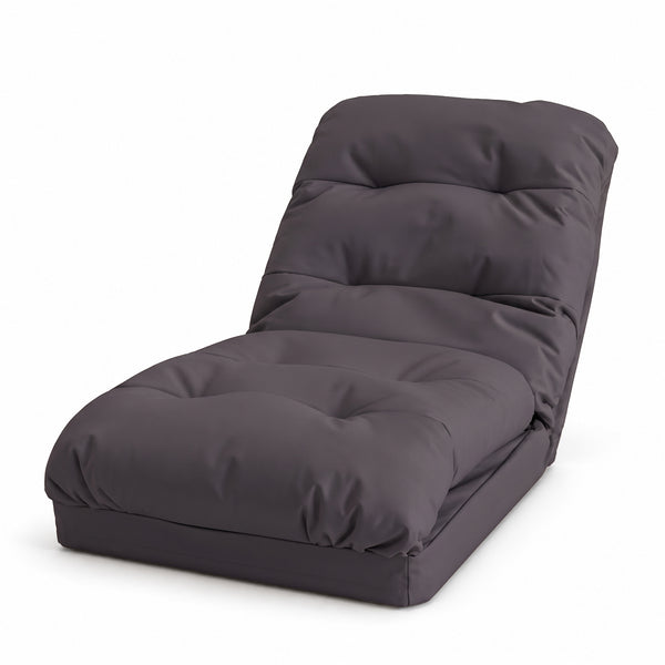 Sillón de Suelo Convertible Gris Oscuro - 3 en 1 (Cama 210x60) & Respaldo Regulable
