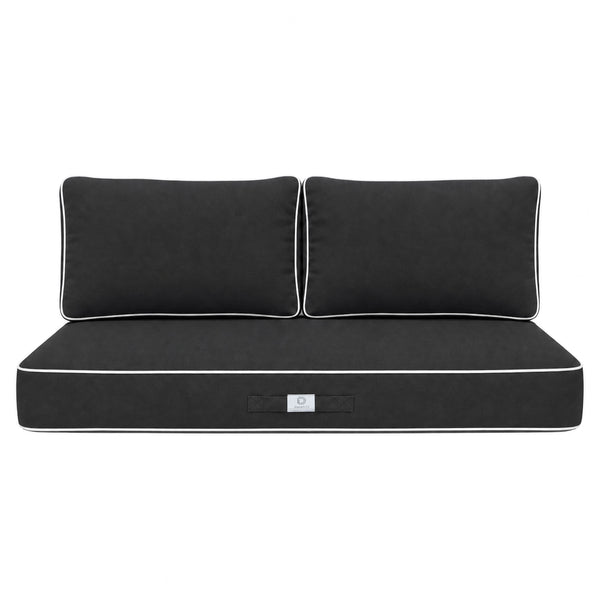 Ensemble Coussins Premium 100x50 Gris Foncé - 1 Assise + 2 Dossiers (Épais 12cm & Passepoil)