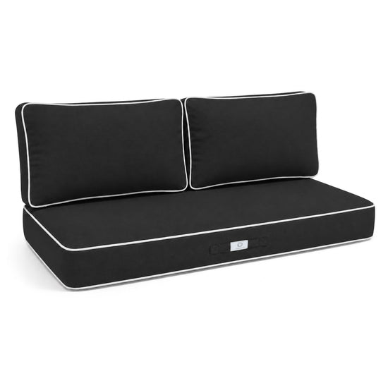 Ensemble Coussins Premium 100x50 Gris Foncé - 1 Assise + 2 Dossiers (Épais 12cm & Passepoil)