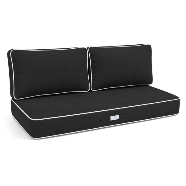 Ensemble Coussins Premium 100x50 Gris Foncé - 1 Assise + 2 Dossiers (Épais 12cm & Passepoil)
