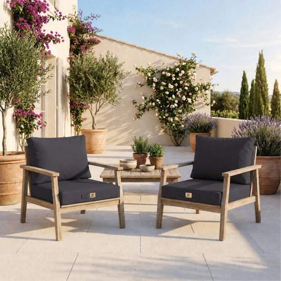 Ensemble Coussins Salon Jardin 50x50 Gris Carbone - Déhoussable & Anti-UV (Assise + Dossier)
