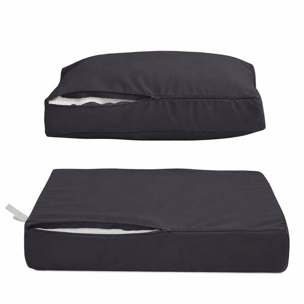 Ensemble Coussins Salon Jardin 50x50 Gris Carbone - Déhoussable & Anti-UV (Assise + Dossier)