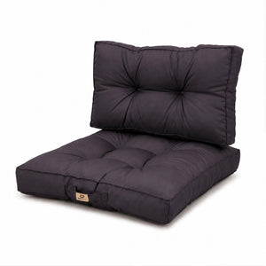 Conjunto de Cojines Acolchados 50x50 Gris Carbón - Grueso 15cm & Mullido (Asiento + Respaldo)