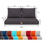 Conjunto de Cojines para Salón de Jardín 100x50 Gris Carbón - Con Funda Extraíble & Anti-UV (1 Asiento + 2 Respaldos)