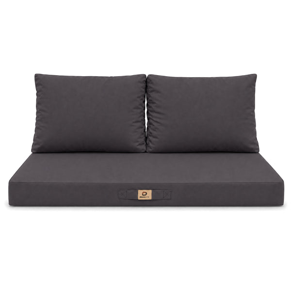 Conjunto de Cojines para Salón de Jardín 100x50 Gris Carbón - Con Funda Extraíble & Anti-UV (1 Asiento + 2 Respaldos)