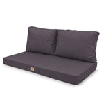 Conjunto de Cojines para Salón de Jardín 100x50 Gris Carbón - Con Funda Extraíble & Anti-UV (1 Asiento + 2 Respaldos)