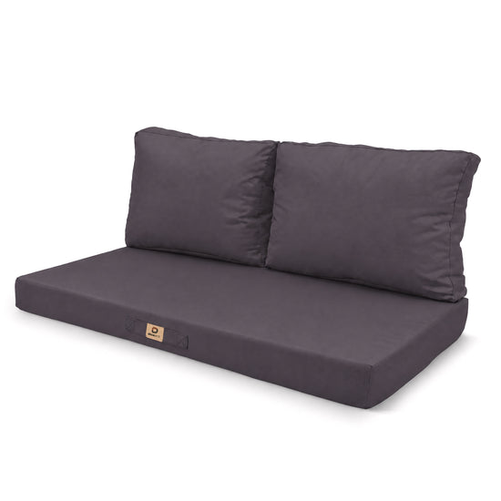 Conjunto de Cojines para Salón de Jardín 120x60 Gris Carbón - Con Funda Extraíble & Anti-UV (1 Asiento + 2 Respaldos)