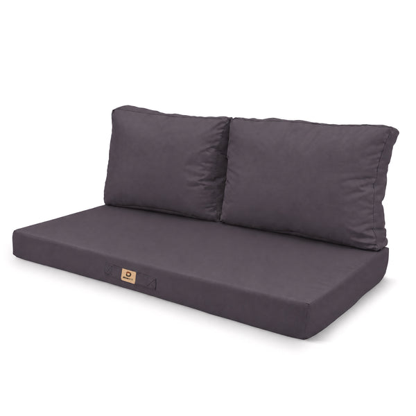 Conjunto de Cojines para Salón de Jardín 120x60 Gris Carbón - Con Funda Extraíble & Anti-UV (1 Asiento + 2 Respaldos)