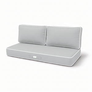 Conjunto de Cojines Premium 100x50 Gris Claro - 1 Asiento + 2 Respaldos (Grueso 12cm & Passepoil)