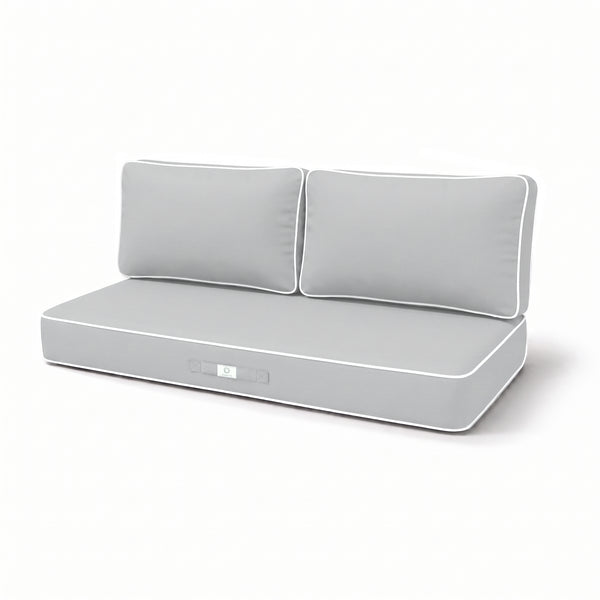 Conjunto de Cojines Premium 100x50 Gris Claro - 1 Asiento + 2 Respaldos (Grueso 12cm & Passepoil)
