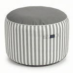 Pouf Rond Rayure Gris Clair - Premium 270g - Hauteur 40cm Diamètre 70cm
