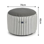 Pouf Rond Rayure Gris Clair - Premium 270g - Hauteur 40cm Diamètre 70cm