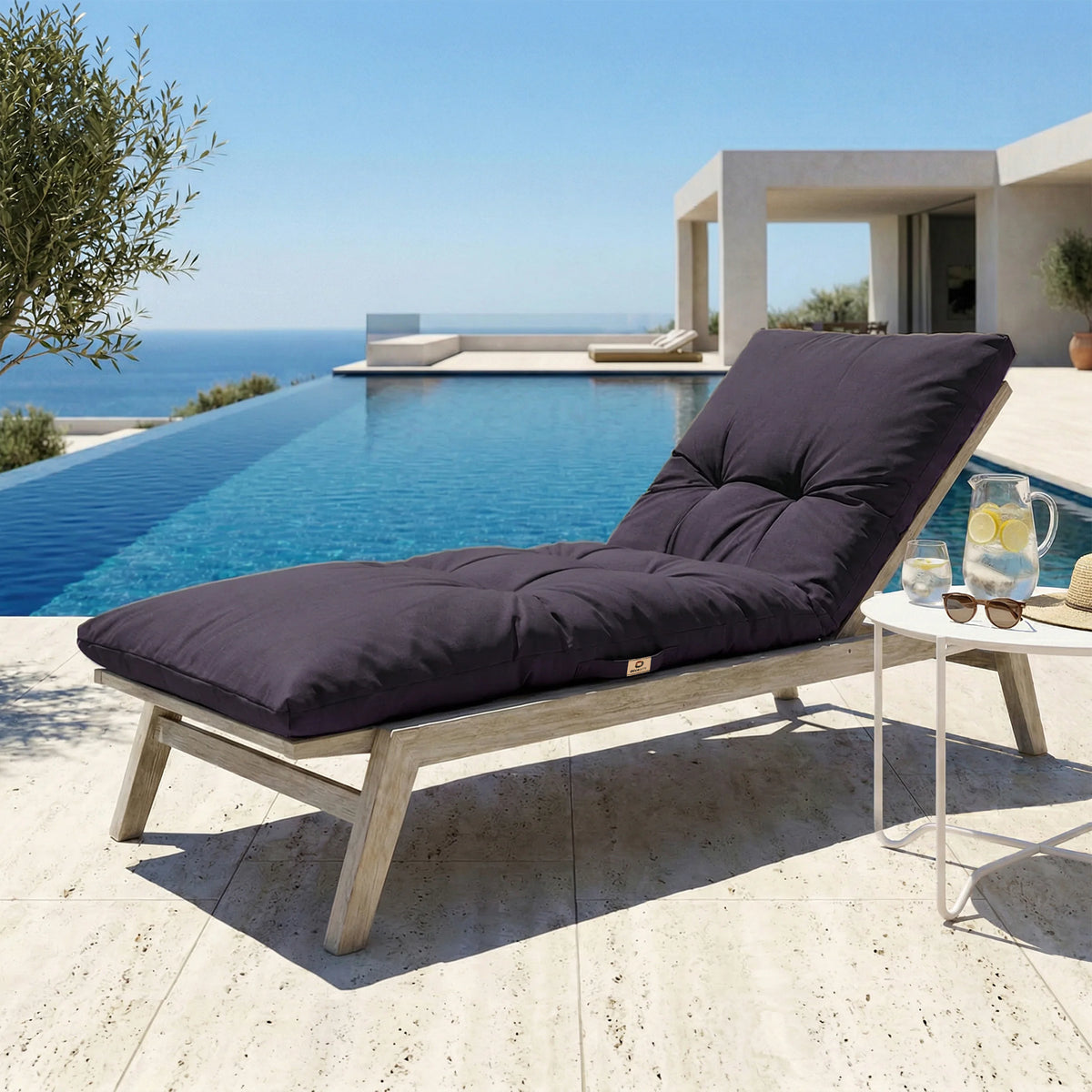Colchoneta para Tumbona 185x60 Gris Carbón – Grueso 12cm & Impermeable
