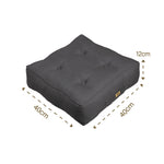 Deux coussins de sol Effet Lin gris chiné 40x40 cm, poufs d’intérieur épais 12 cm pour décoration et confort.