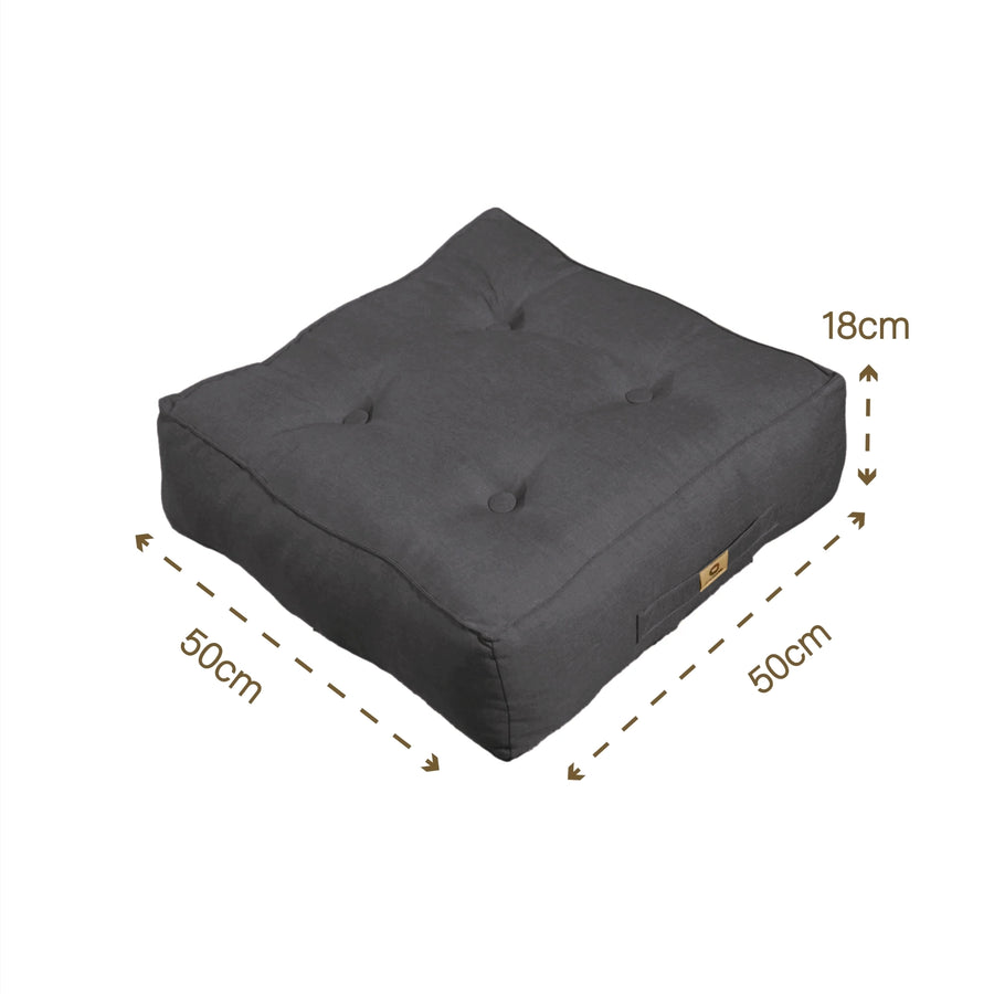 Lote de 2 Cojines de Suelo Efecto Lino 50x50 Gris Chiné, para interior y exterior