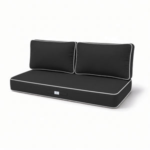 Conjunto de Cojines Premium 100x50 Gris Oscuro - 1 Asiento + 2 Respaldos (Grueso 12cm & Passepoil)