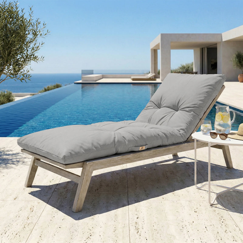 Colchoneta para Tumbona 185x60 Gris Guijarro - Grueso 12cm & Impermeable
