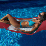 Pouf flottant piscine XXL rouge piment, matelas hamac à billes pour extérieur, confort adulte, Deco-arts.fr