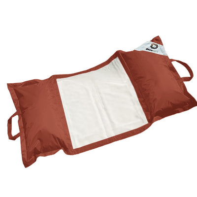 Pouf flottant piscine XXL terracotta, matelas hamac à billes pour extérieur, confort adulte, image de couleur terracotta.