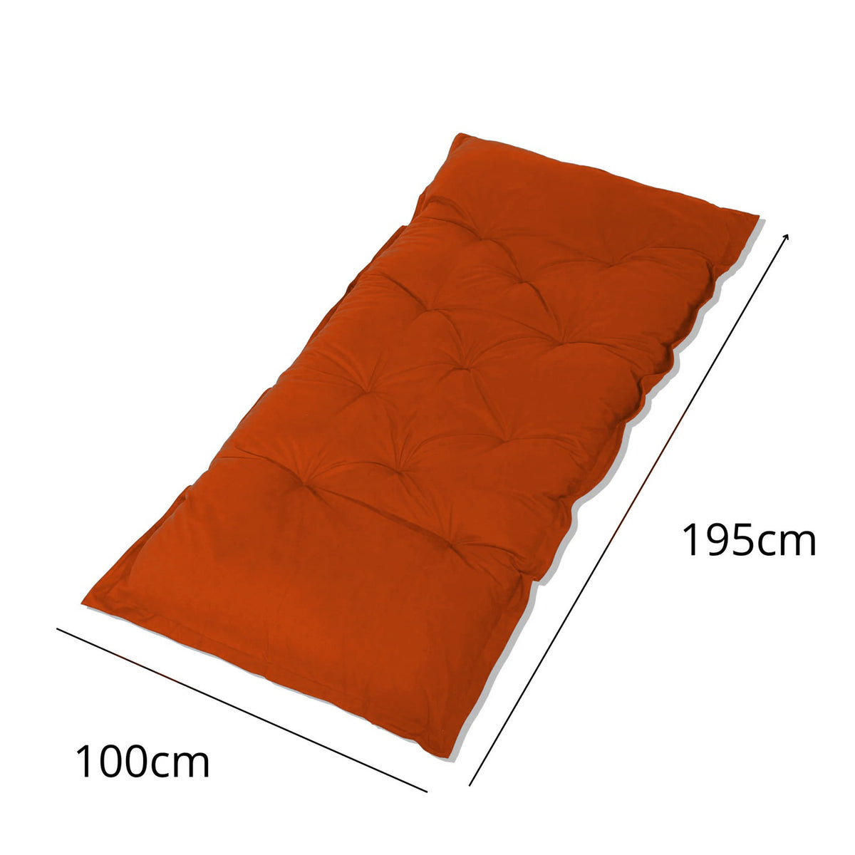 Colchoneta de Suelo XXL 195x100 Terracota - Grueso 15cm (Cama Supletoria & Jeu) – esquema con medidas