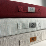 Ensemble Coussins Salon Jardin 100x50 Beige Chiné Turquoise - autre angle