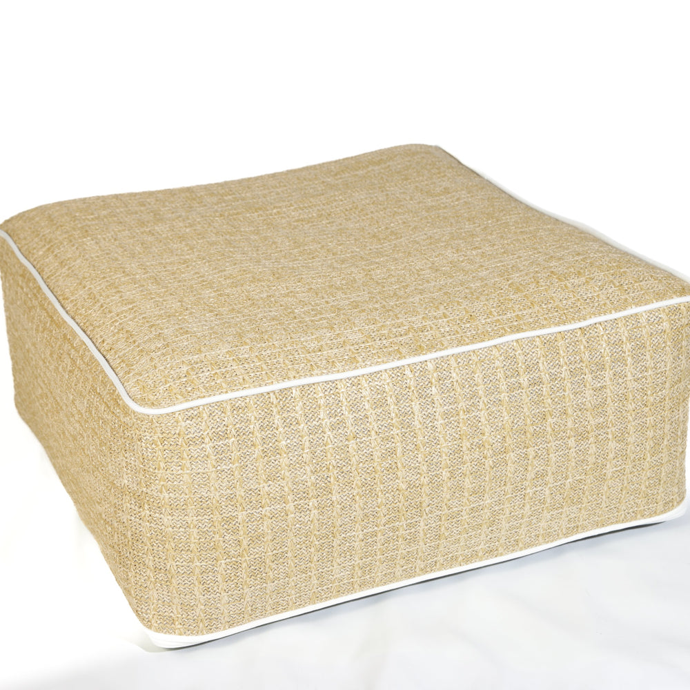 Puf Hinchable de Exterior Cuadrado 58cm, tejido efecto rafia