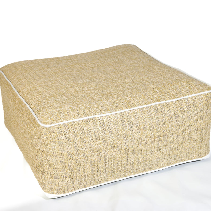 Puf Hinchable de Exterior Cuadrado 58cm, tejido efecto rafia