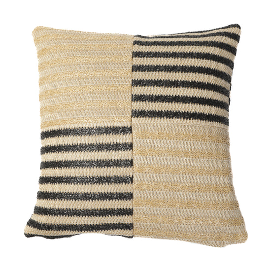 Housse de coussin effet raphia - Bi-colore à rayures - Carré - 45x45cm - Deco-arts.fr