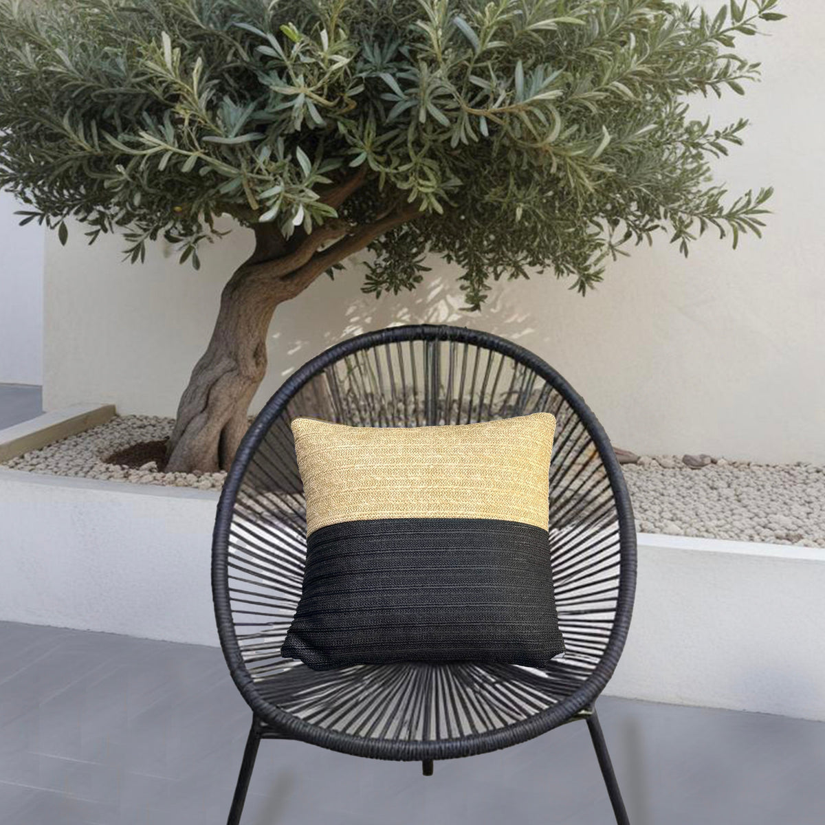 Funda de Cojín Efecto Rafia Bicolor 45x45 – (Housse Seule – Déco Bohème)