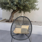 Housse de coussin effet raphia - Bi-colore à rayures - Rectangle - 50x30cm - Deco-arts.fr