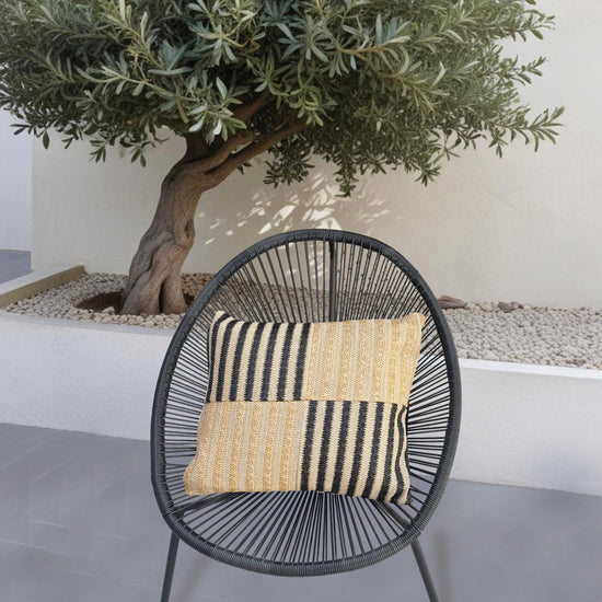 Housse de coussin effet raphia - Bi-colore à rayures - Carré - 45x45cm - Deco-arts.fr