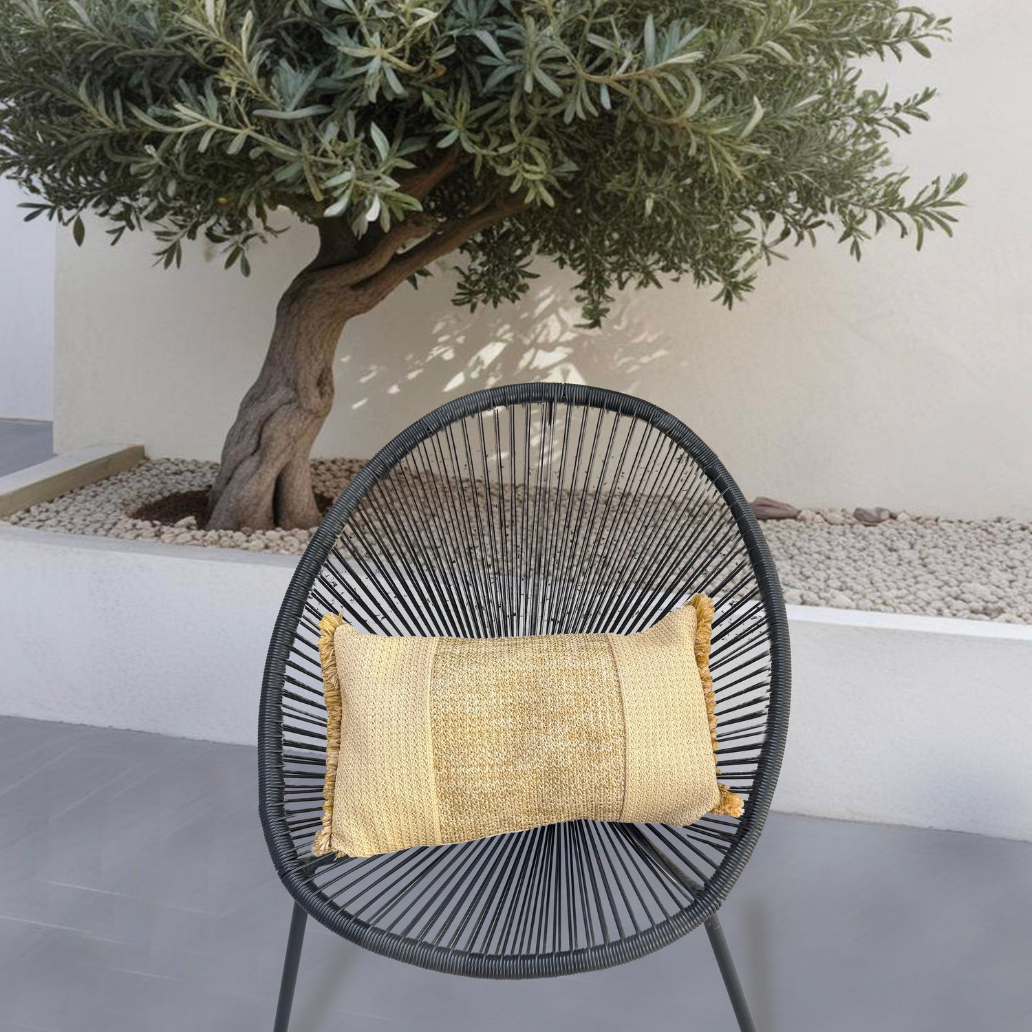 Housse de coussin effet raphia - À bande - Rectangle - 50x30cm - Deco-arts.fr