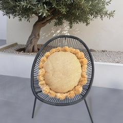 Coussin Soleil Effet Raphia 50x15 cm - Déco Bohème (Garni & Résistant)