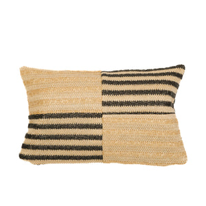 Funda de Cojín Efecto Rafia a Rayas 30x50 - (Housse Seule - Estilo Bohemio)