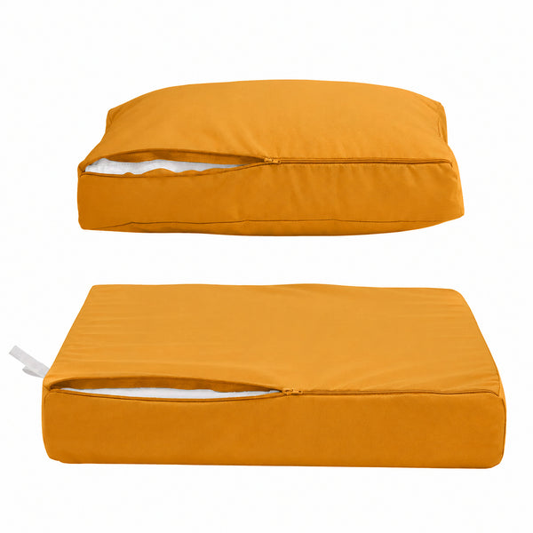 Conjunto de Cojines para Salón de Jardín 60x70 Amarillo - Con Funda Extraíble & Anti-UV (Asiento + Respaldo)