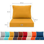 Ensemble Coussins Salon Jardin 50x60 Jaune - Largeur 60cm (Assise + Dossier)