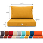 Conjunto de Cojines para Salón de Jardín 60x70 Amarillo - Con Funda Extraíble & Anti-UV (Asiento + Respaldo)