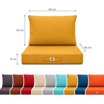 Ensemble Coussins Salon Jardin 60x60 Jaune - Déhoussable & Anti-UV (Assise + Dossier)