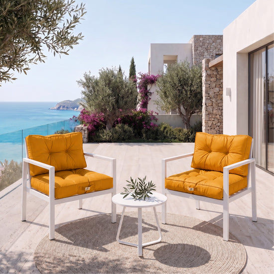 Ensemble Coussins Capitonné 50x50 Jaune - Épais 15cm & Moelleux (Assise + Dossier)