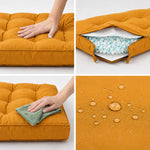 Ensemble Coussins Capitonné 50x50 Jaune - Épais 15cm & Moelleux (Assise + Dossier)