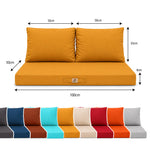 Conjunto de Cojines para Salón de Jardín 100x50 Amarillo - Con Funda Extraíble & Anti-UV (1 Asiento + 2 Respaldos)