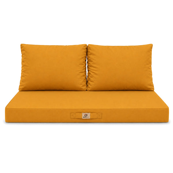 Conjunto de Cojines para Salón de Jardín 100x50 Amarillo - Con Funda Extraíble & Anti-UV (1 Asiento + 2 Respaldos)